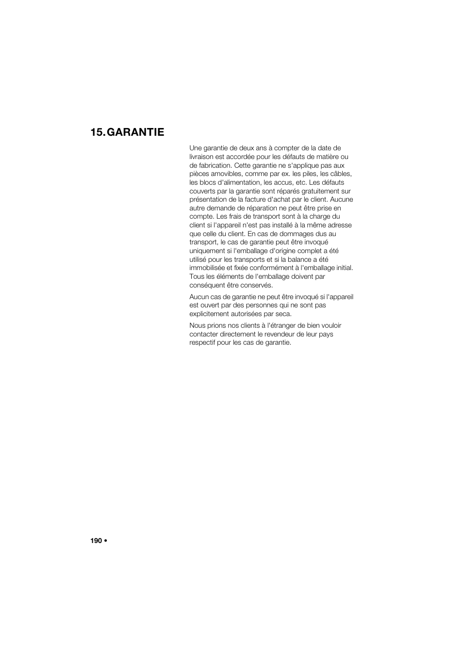 Garantie | Seca 285 User Manual | Page 190 / 451