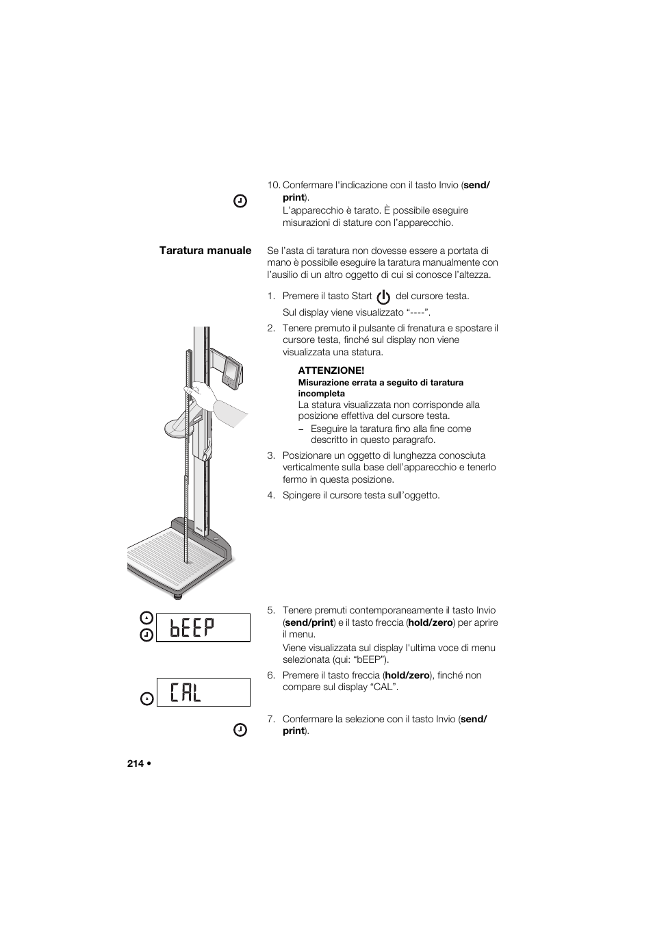 Taratura manuale | Seca 285 User Manual | Page 214 / 451