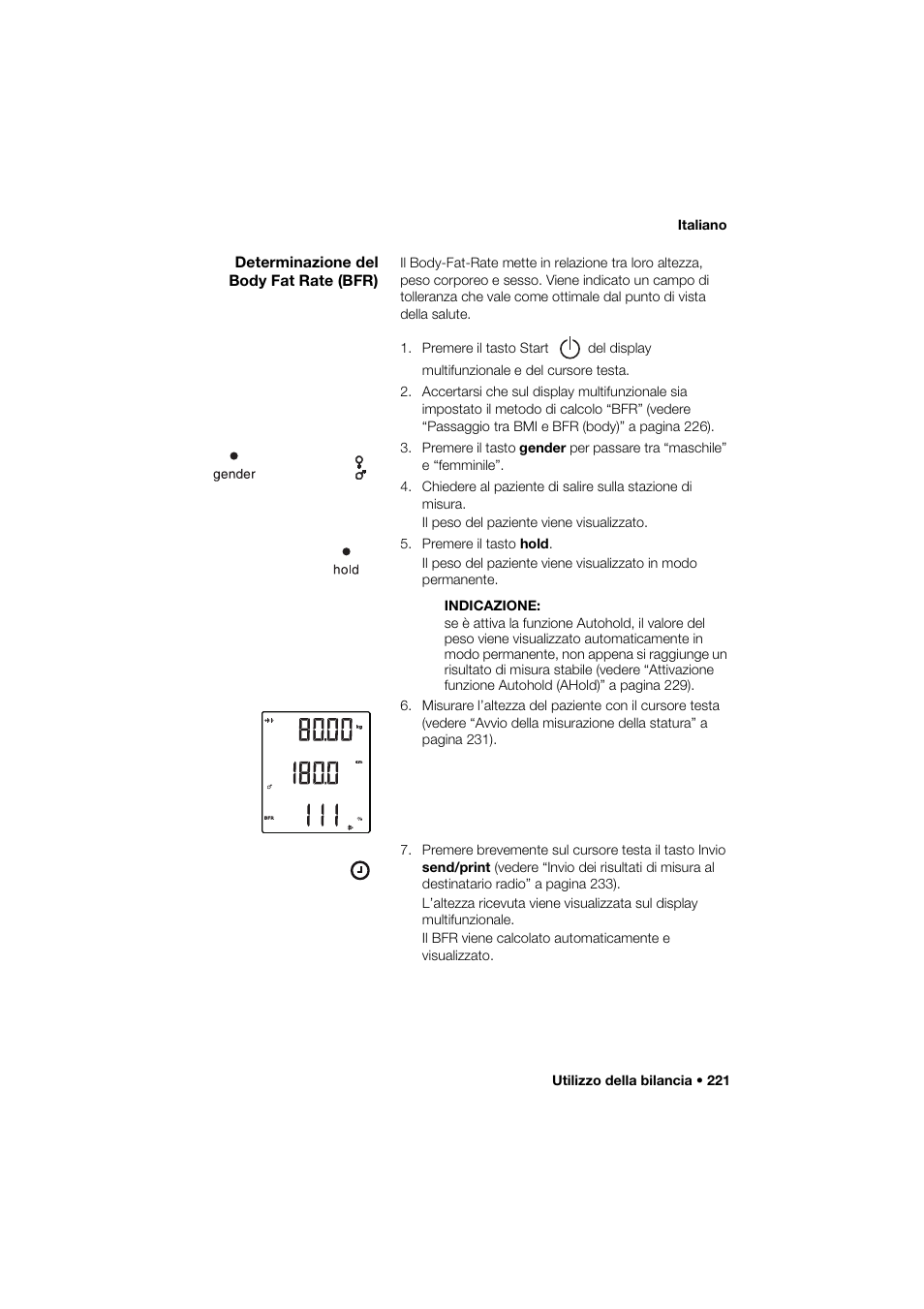 Determinazione del body fat rate (bfr) | Seca 285 User Manual | Page 221 / 451