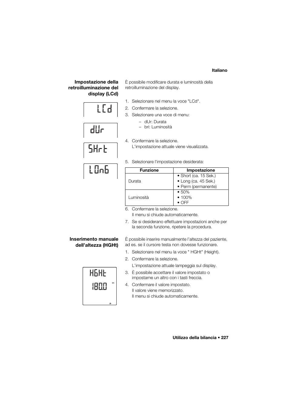 Inserimento manuale dell’altezza (hght) | Seca 285 User Manual | Page 227 / 451