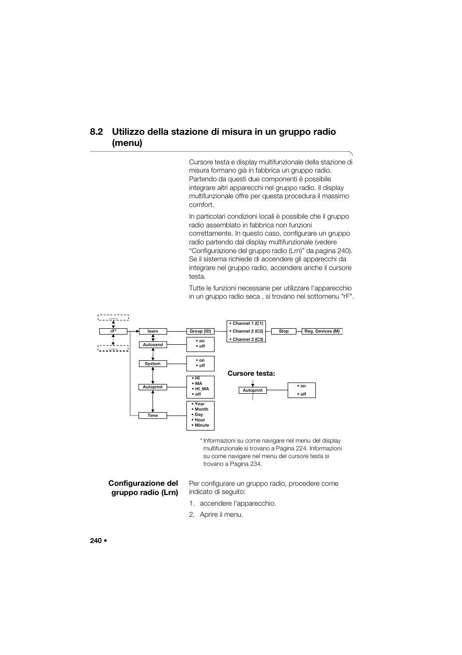 Configurazione del gruppo radio (lrn), Cursore testa | Seca 285 User Manual | Page 240 / 451