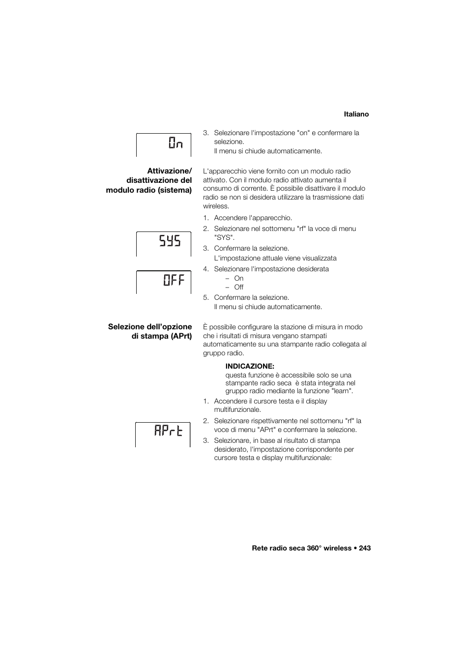 Selezione dell’opzione di stampa (aprt) | Seca 285 User Manual | Page 243 / 451