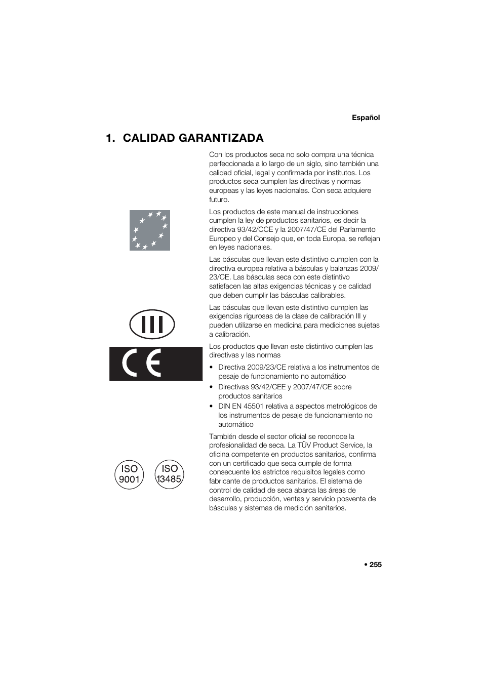 Calidad garantizada | Seca 285 User Manual | Page 255 / 451