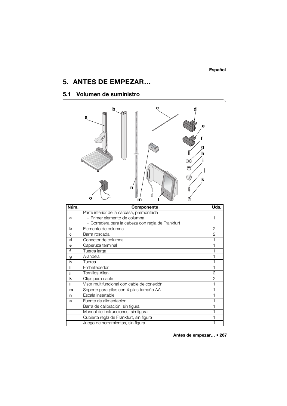 Antes de empezar, 1 volumen de suministro | Seca 285 User Manual | Page 267 / 451