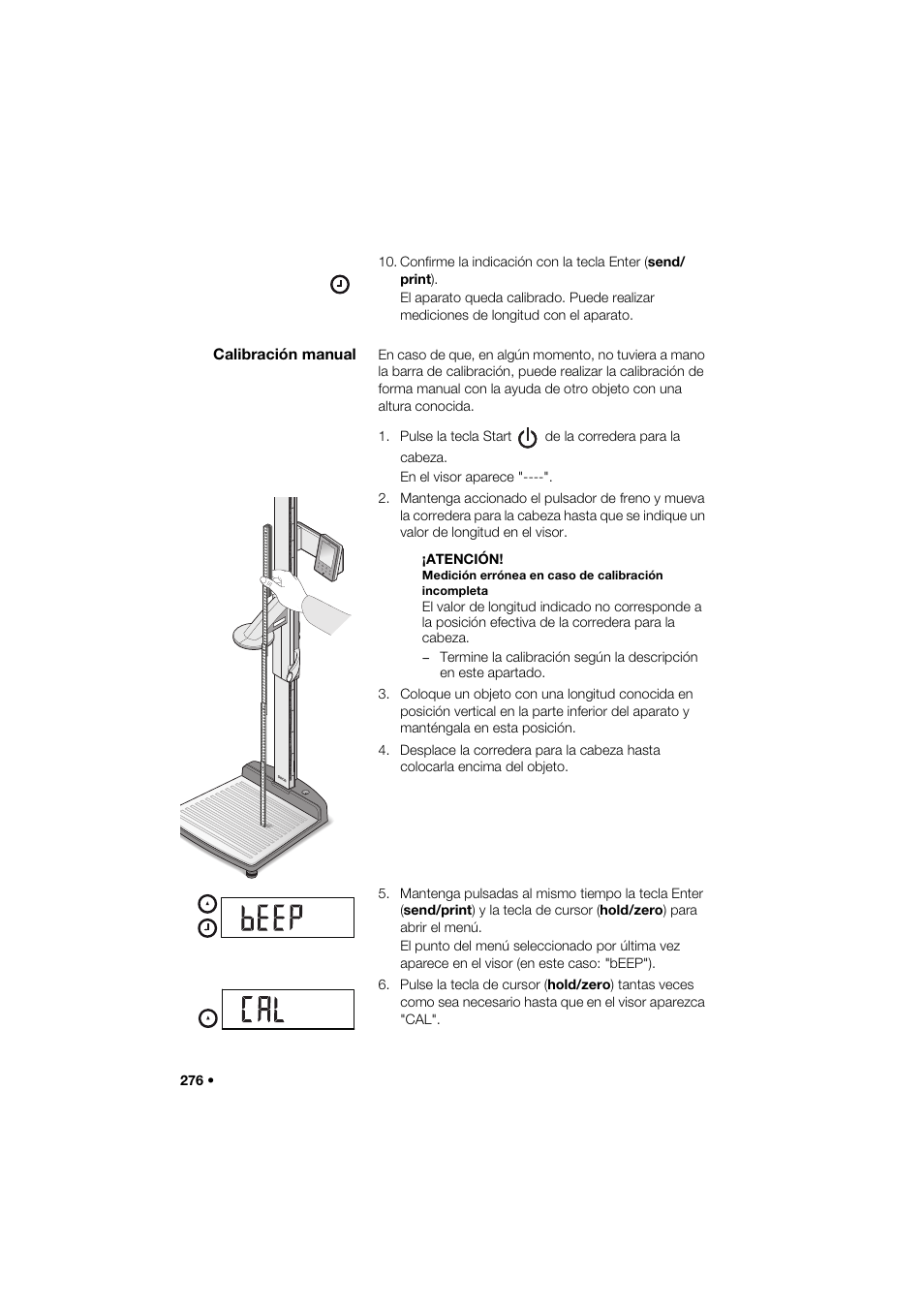 Calibración manual | Seca 285 User Manual | Page 276 / 451