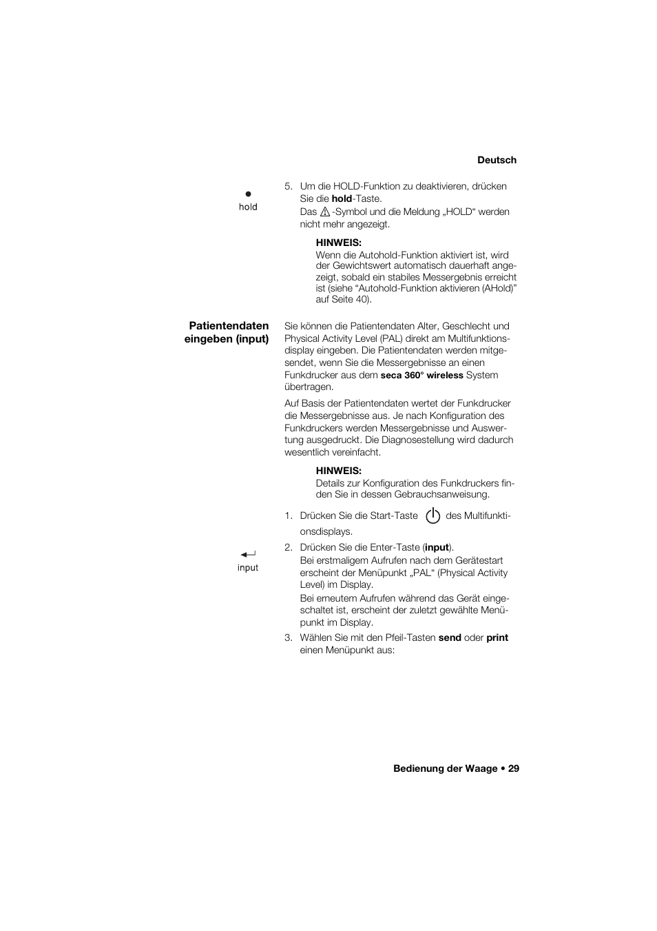Patientendaten eingeben (input) | Seca 285 User Manual | Page 29 / 451