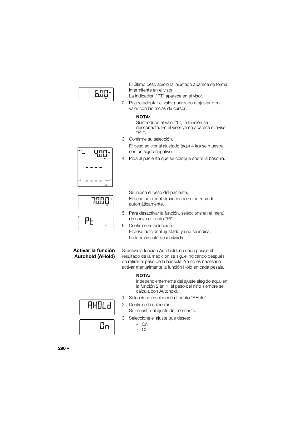 Activar la función autohold (ahold) | Seca 285 User Manual | Page 290 / 451