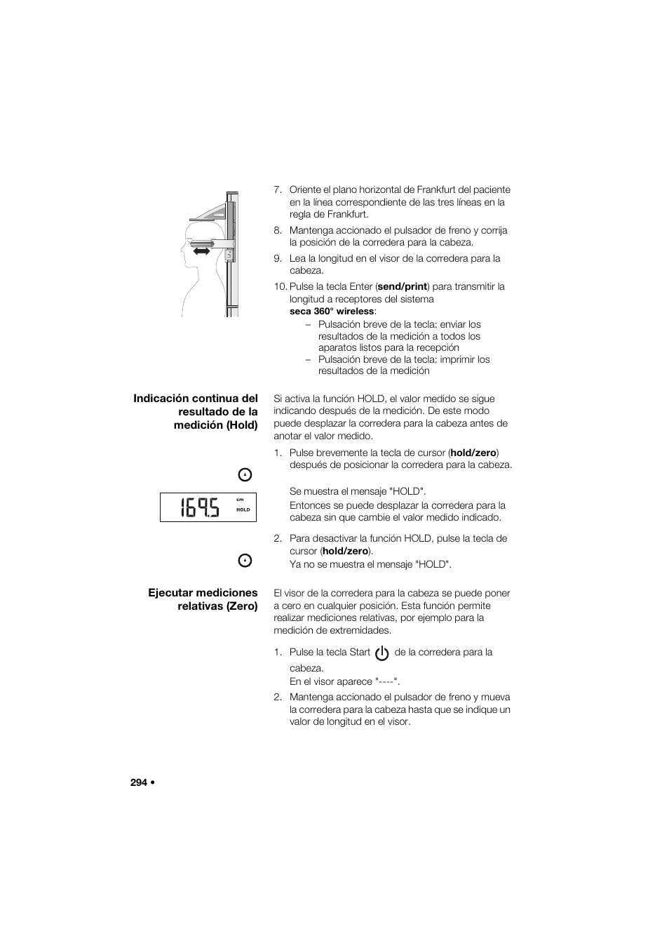 Ejecutar mediciones relativas (zero) | Seca 285 User Manual | Page 294 / 451