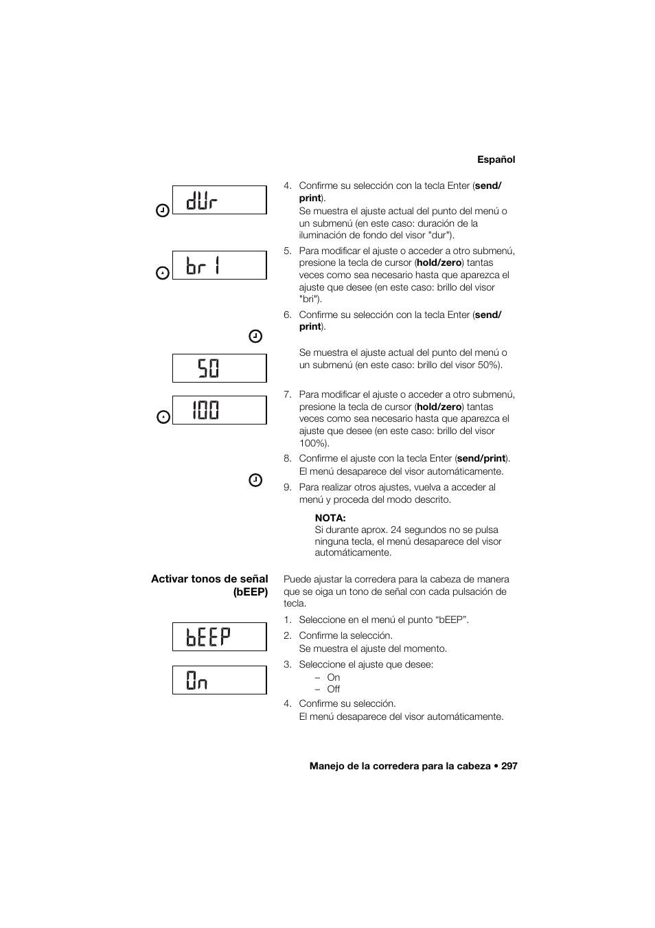 Activar tonos de señal (beep) | Seca 285 User Manual | Page 297 / 451
