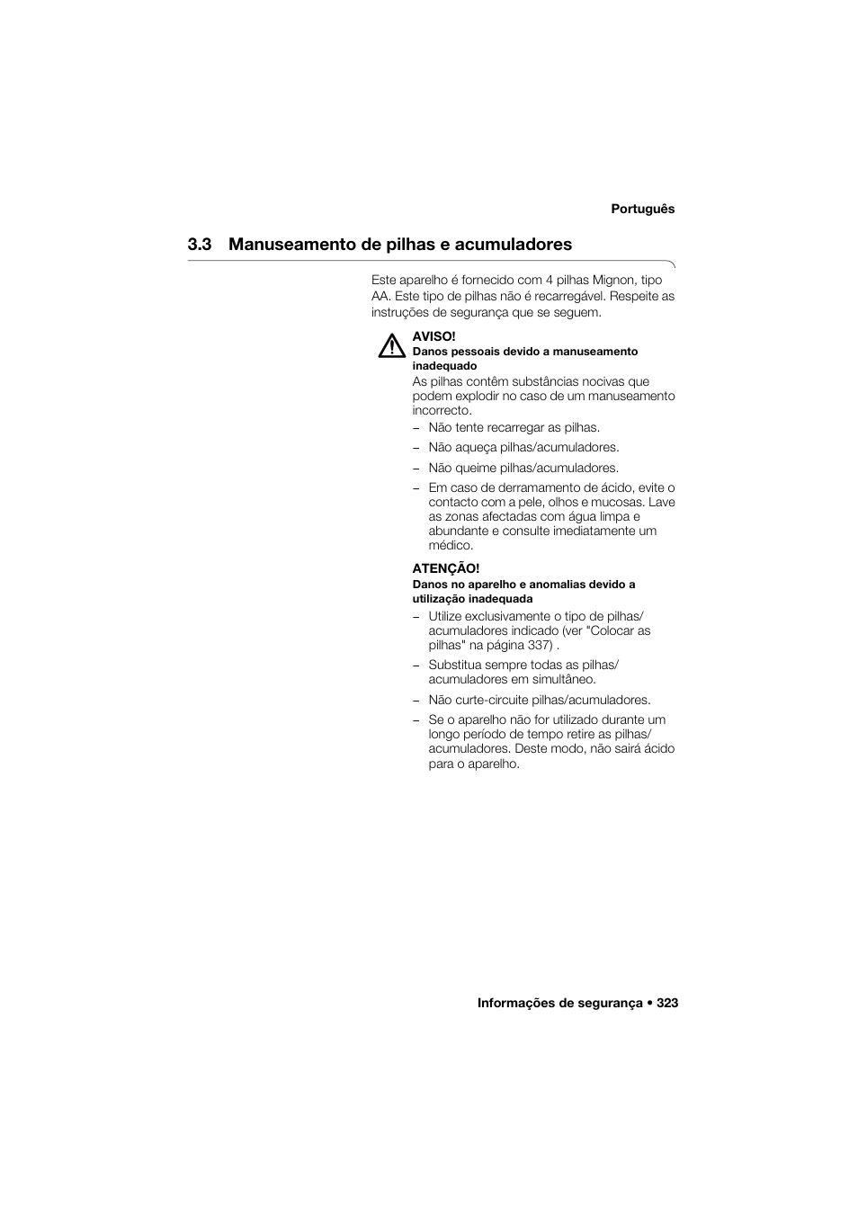 3 manuseamento de pilhas e acumuladores | Seca 285 User Manual | Page 323 / 451