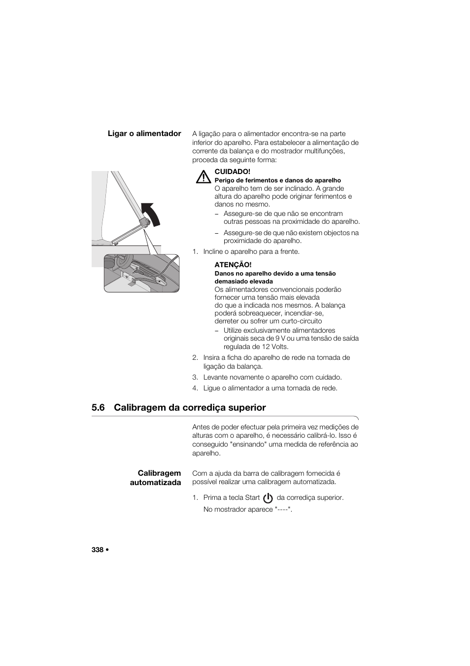 Ligar o alimentador, 6 calibragem da corrediça superior, Calibragem automatizada | Seca 285 User Manual | Page 338 / 451