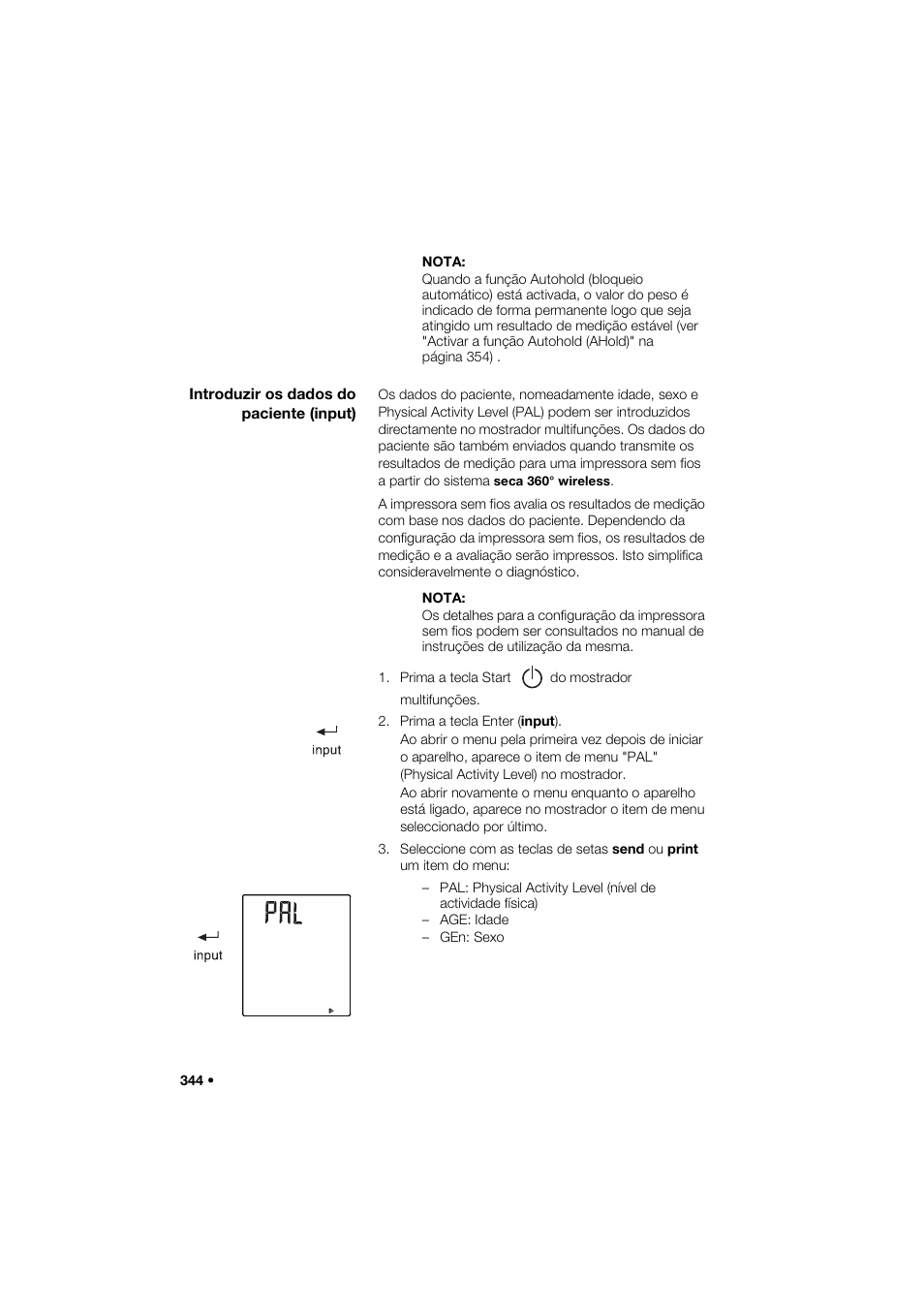 Introduzir os dados do paciente (input) | Seca 285 User Manual | Page 344 / 451