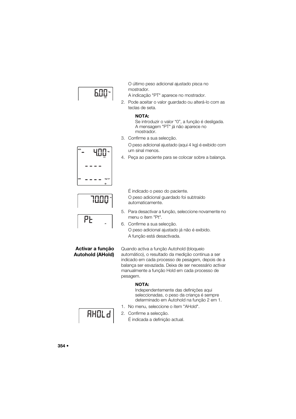 Activar a função autohold (ahold) | Seca 285 User Manual | Page 354 / 451