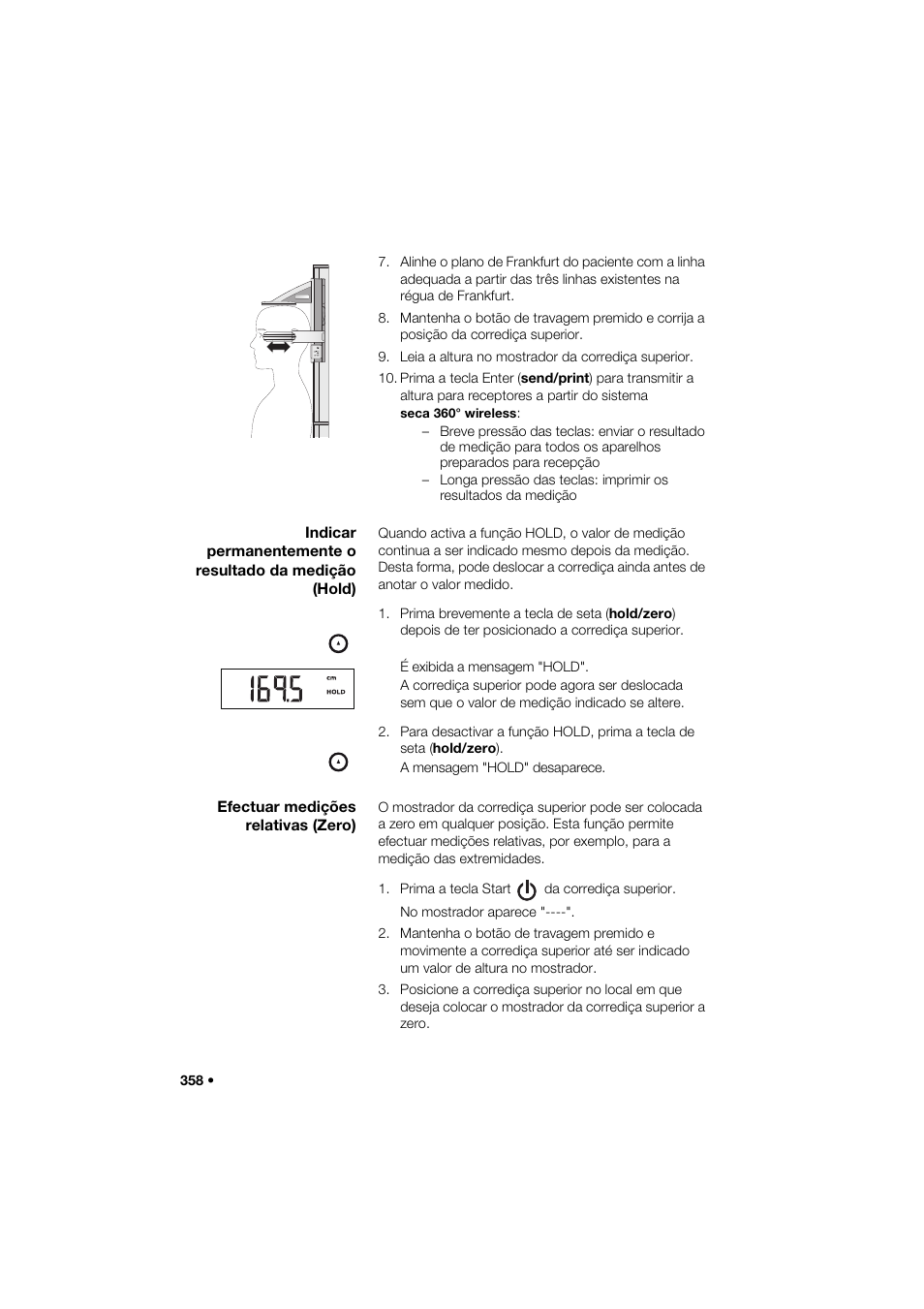 Efectuar medições relativas (zero) | Seca 285 User Manual | Page 358 / 451