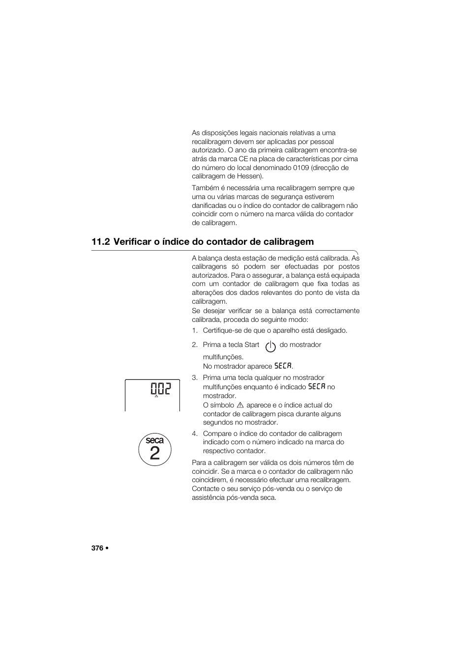 2 verificar o índice do contador de calibragem | Seca 285 User Manual | Page 376 / 451