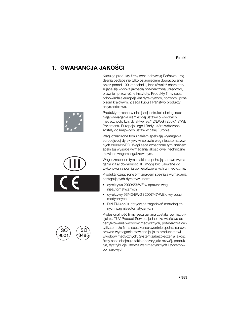 Gwarancja jakości | Seca 285 User Manual | Page 383 / 451