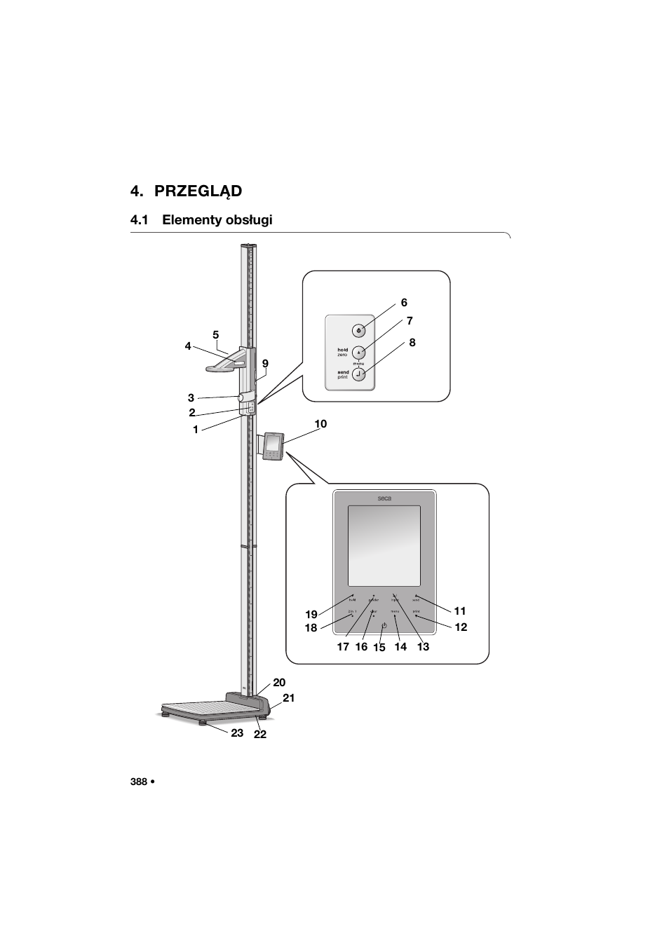 Przegląd, 1 elementy obsługi | Seca 285 User Manual | Page 388 / 451