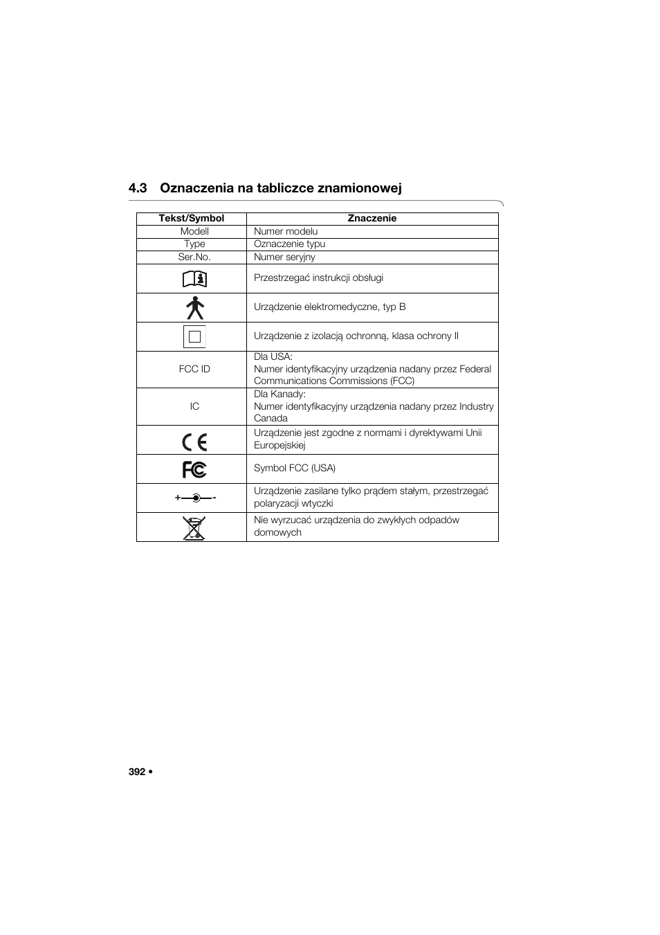 3 oznaczenia na tabliczce znamionowej | Seca 285 User Manual | Page 392 / 451