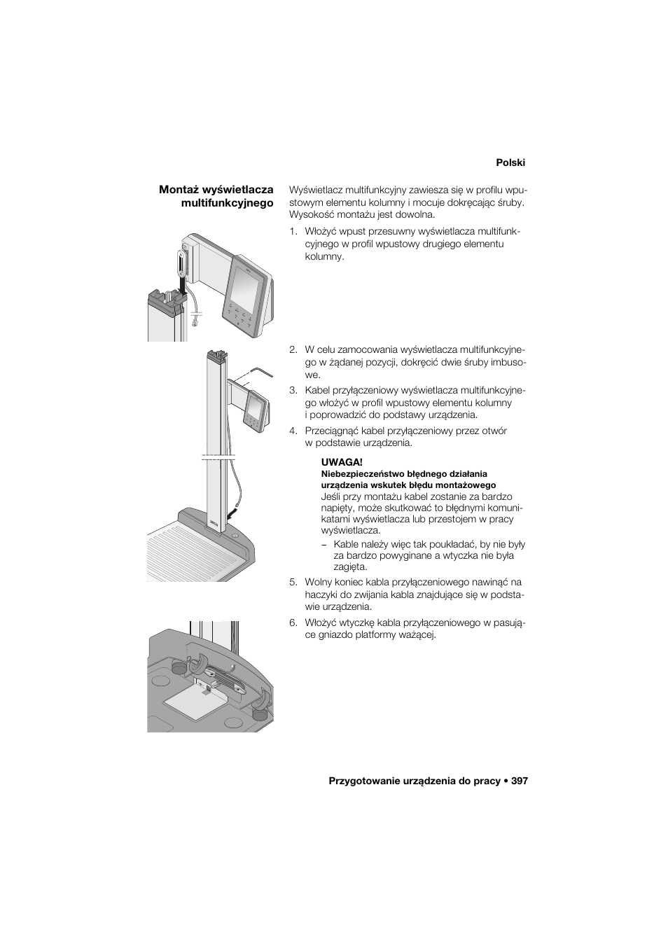 Montaż wyświetlacza multifunkcyjnego | Seca 285 User Manual | Page 397 / 451