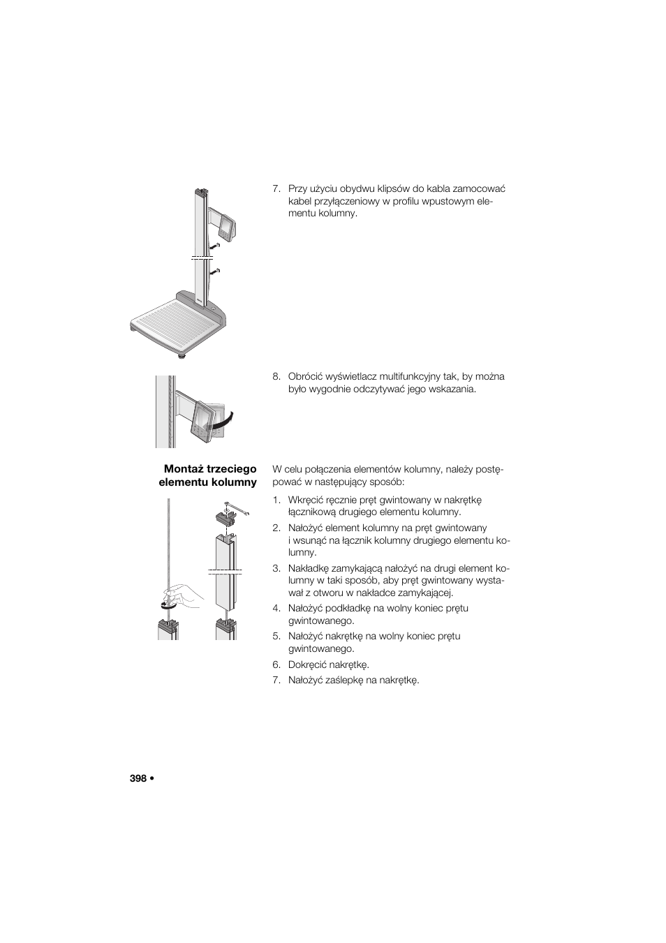Montaż trzeciego elementu kolumny | Seca 285 User Manual | Page 398 / 451