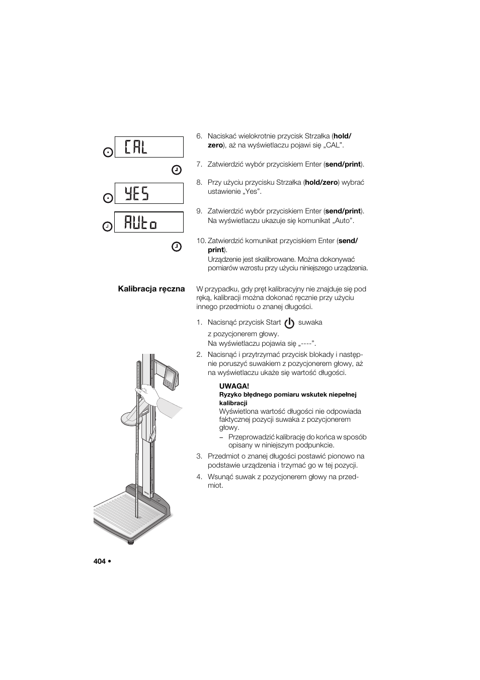 Kalibracja ręczna | Seca 285 User Manual | Page 404 / 451