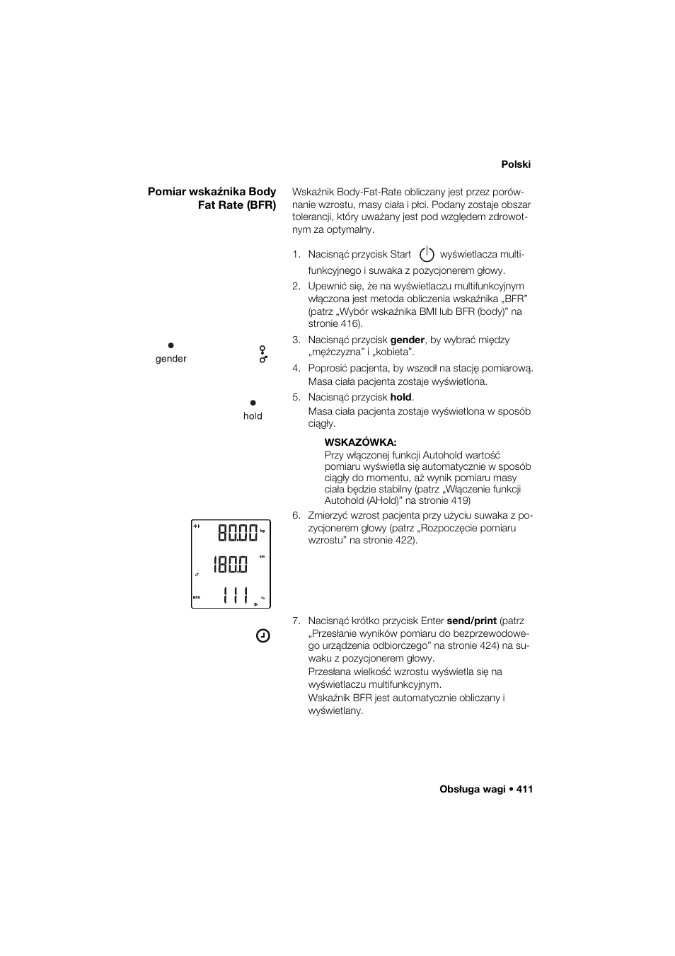 Pomiar wskaźnika body fat rate (bfr) | Seca 285 User Manual | Page 411 / 451