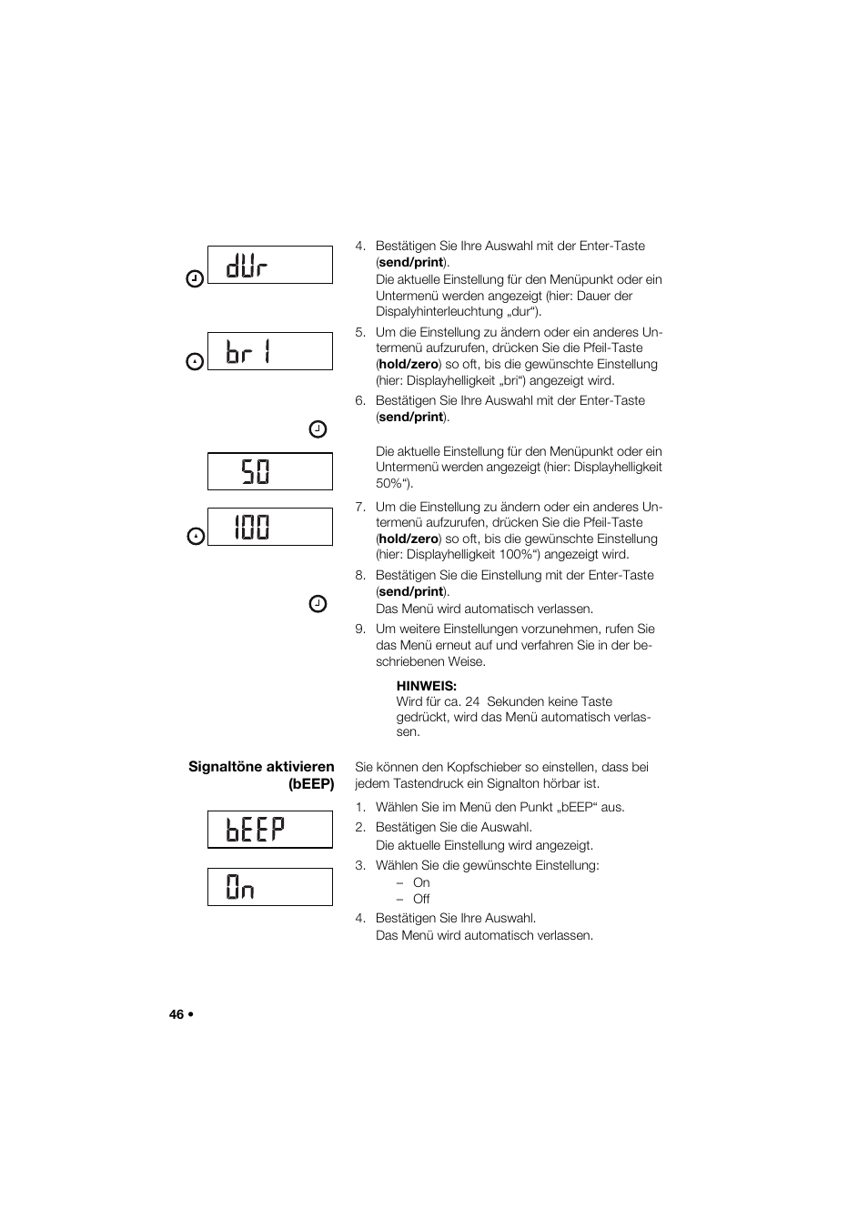 Signaltöne aktivieren (beep) | Seca 285 User Manual | Page 46 / 451