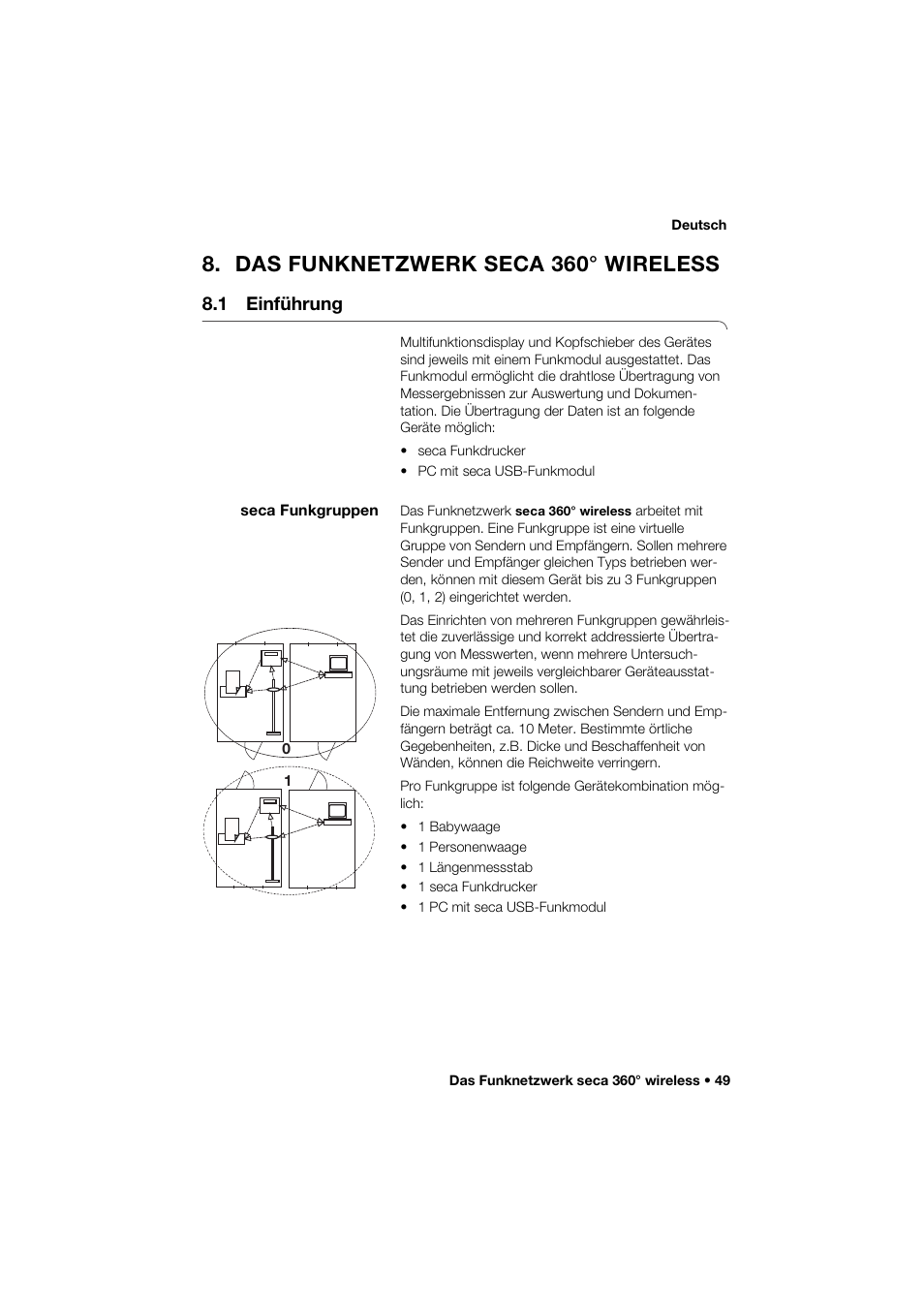 Das funknetzwerk seca 360° wireless, 1 einführung, Seca funkgruppen | Seca 285 User Manual | Page 49 / 451