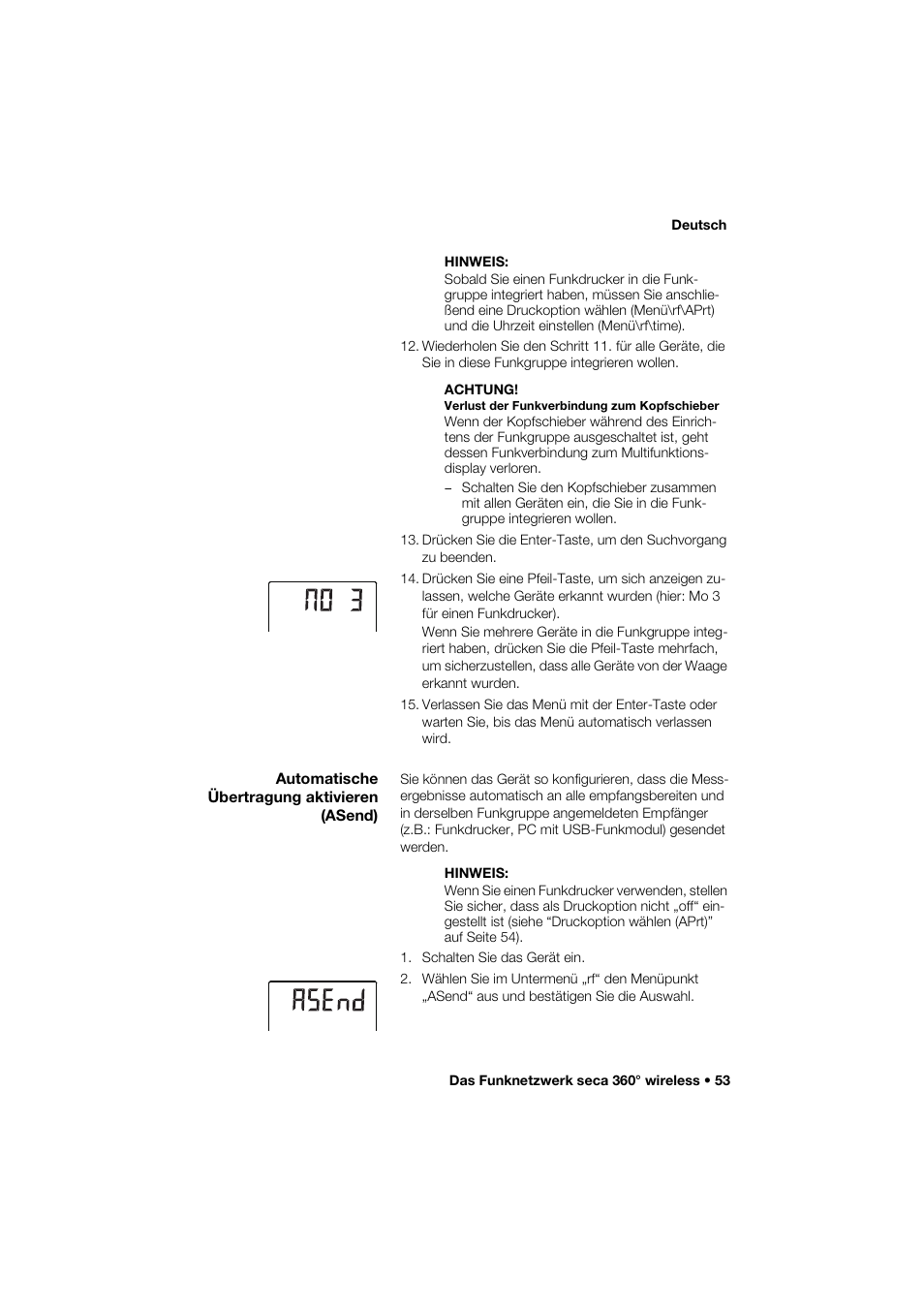 Automatische übertragung aktivieren (asend) | Seca 285 User Manual | Page 53 / 451