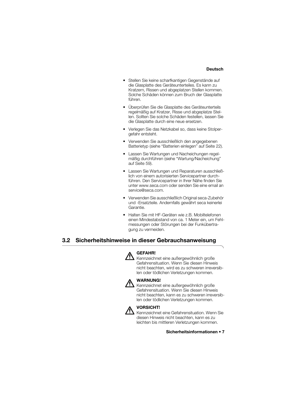 2 sicherheitshinweise in dieser gebrauchsanweisung | Seca 285 User Manual | Page 7 / 451