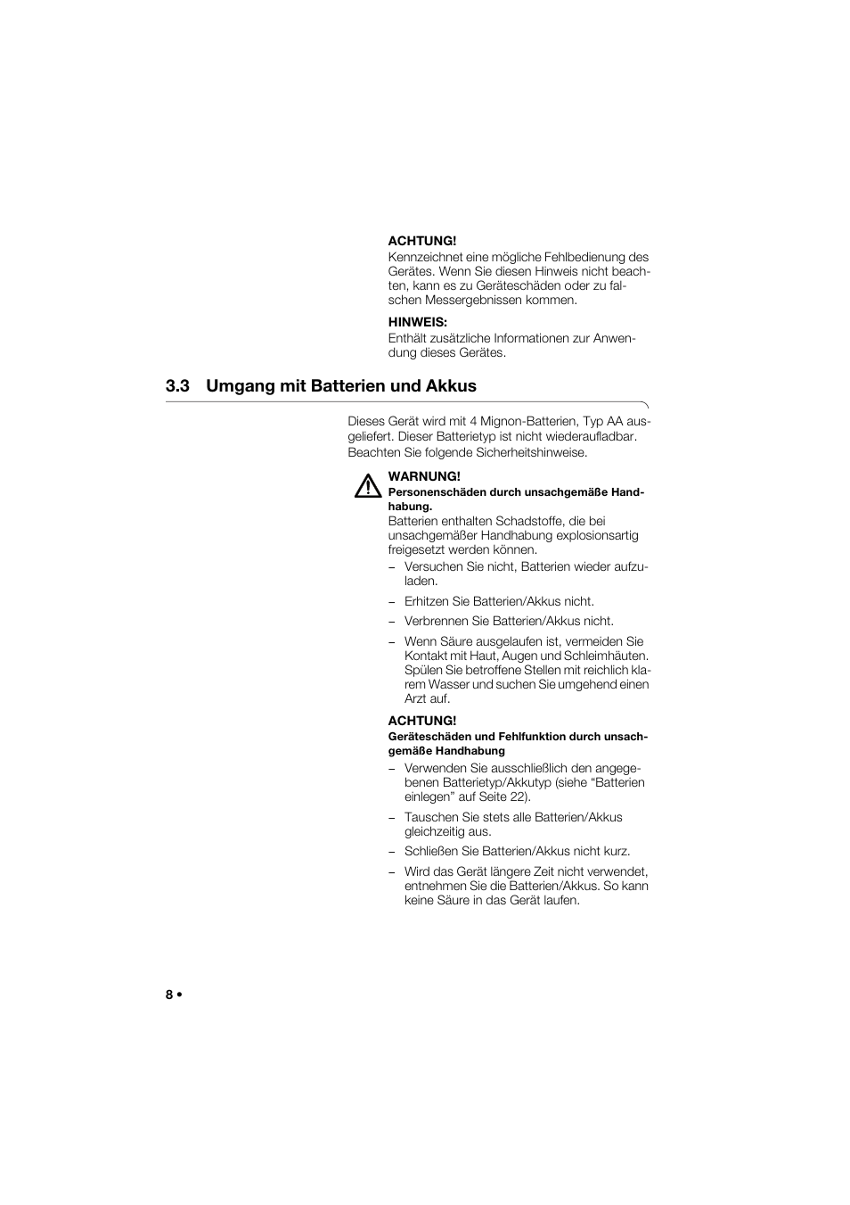 3 umgang mit batterien und akkus | Seca 285 User Manual | Page 8 / 451