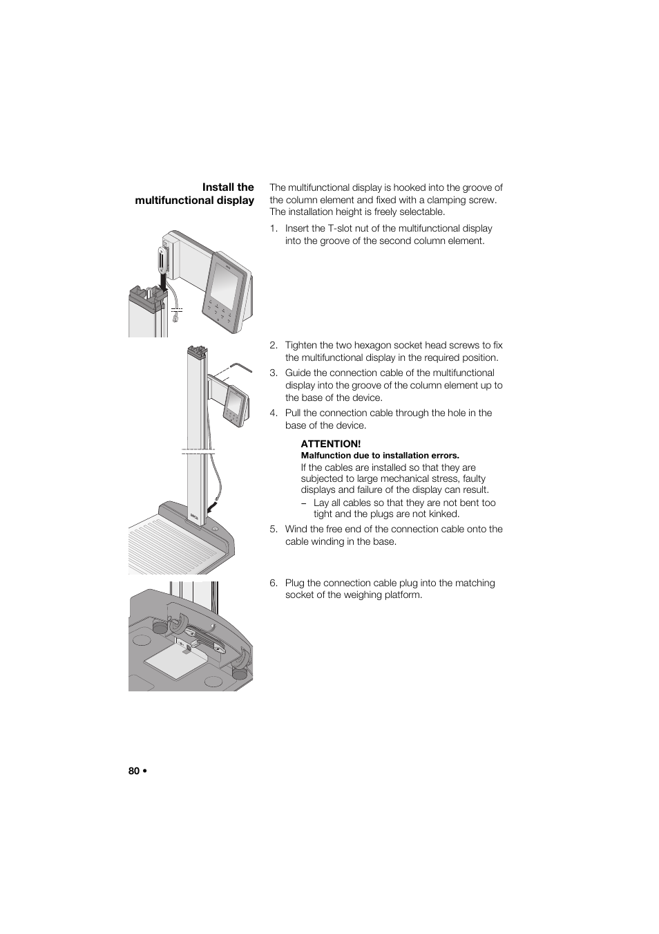 Install the multifunctional display | Seca 285 User Manual | Page 80 / 451