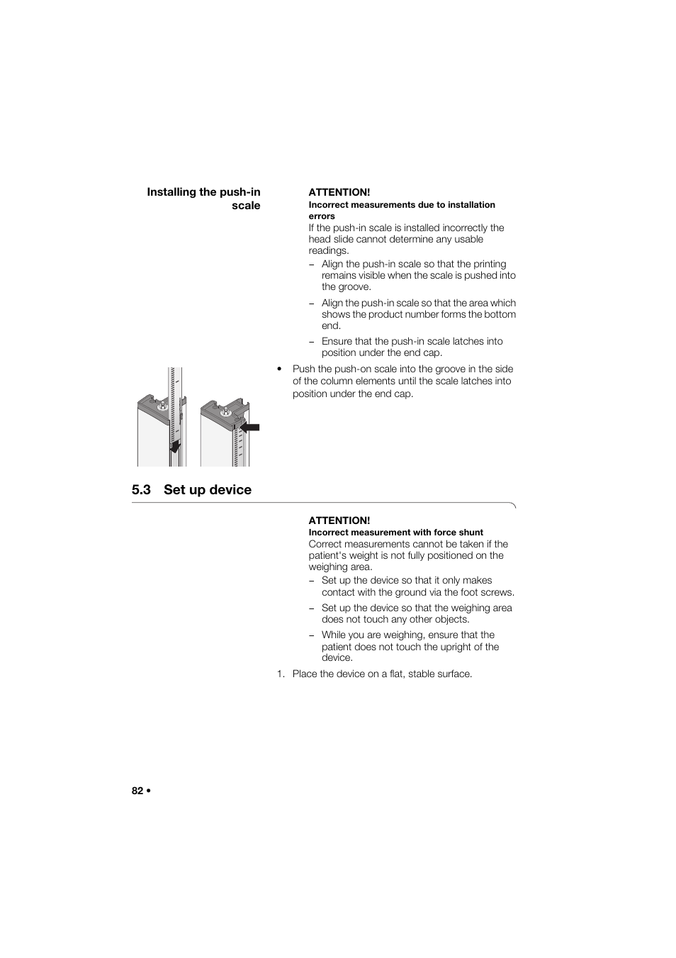 Installing the push-in scale, 3 set up device | Seca 285 User Manual | Page 82 / 451