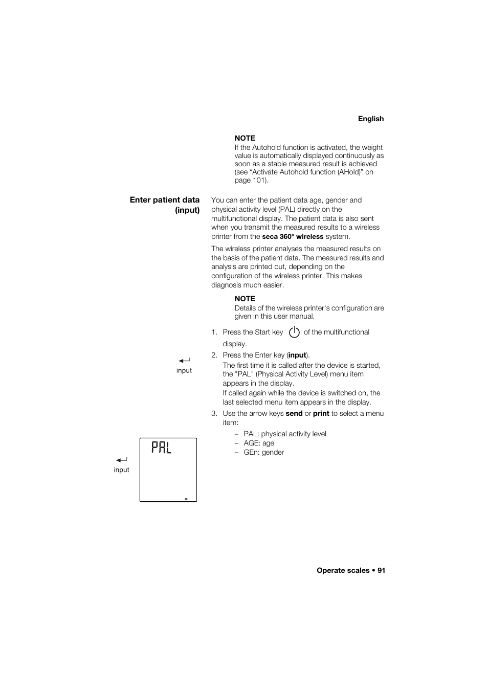 Enter patient data (input) | Seca 285 User Manual | Page 91 / 451