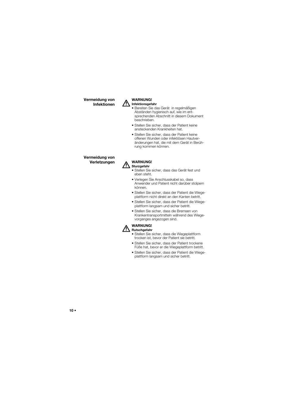Vermeidung von infektionen, Vermeidung von verletzungen | Seca 657 User Manual | Page 10 / 357