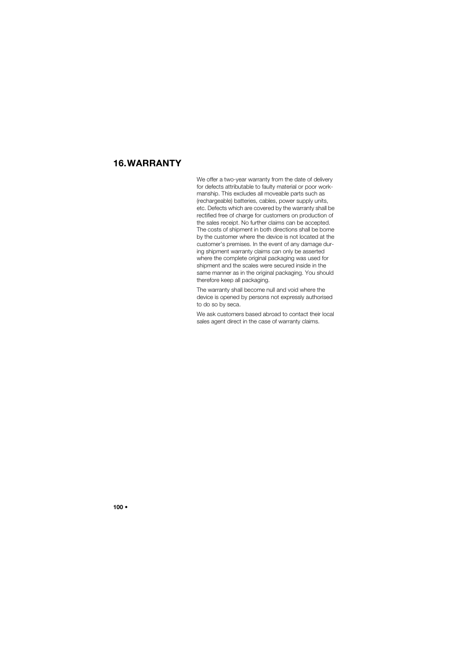Warranty | Seca 657 User Manual | Page 100 / 357