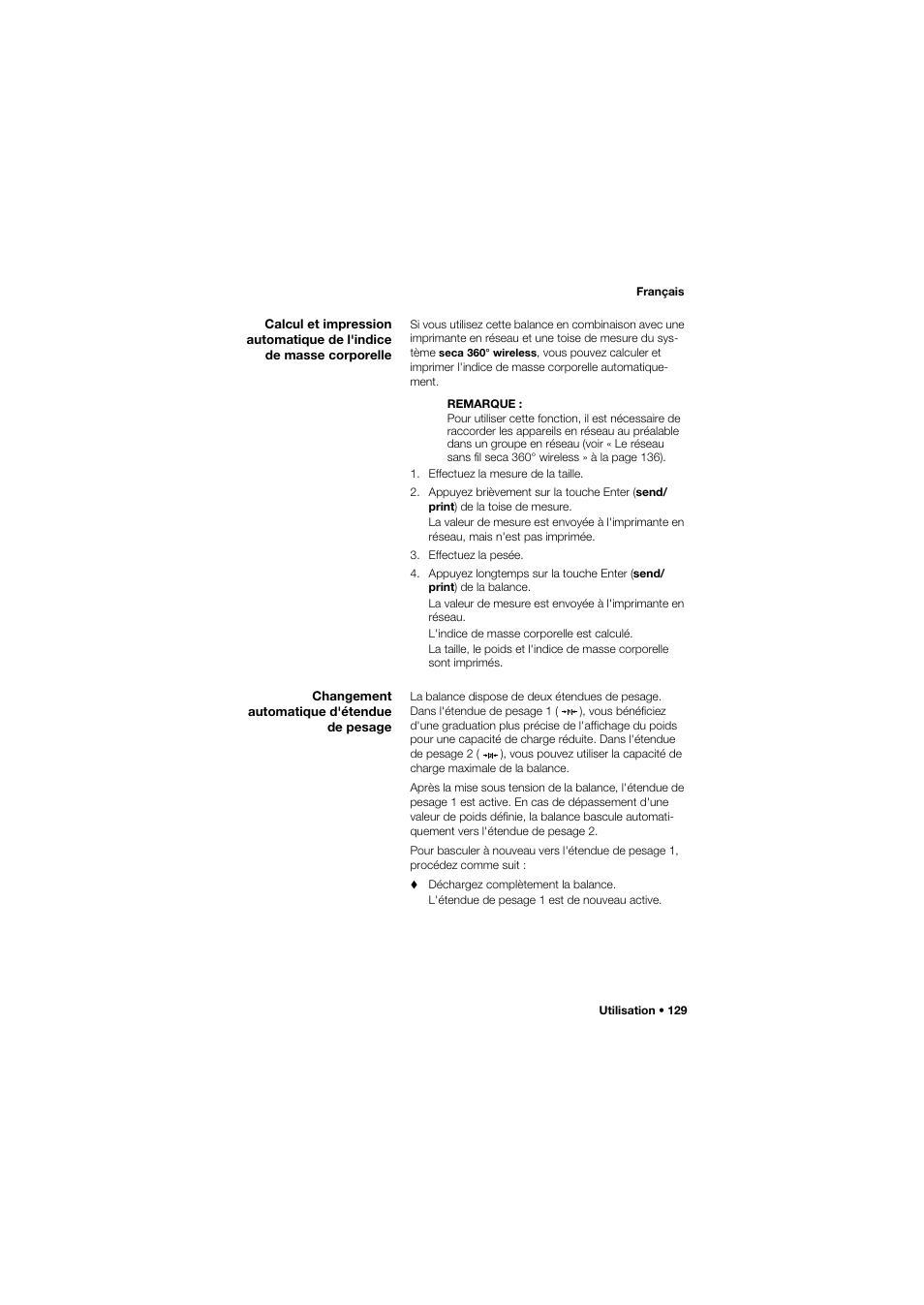 Changement automatique d'étendue de pesage | Seca 657 User Manual | Page 129 / 357