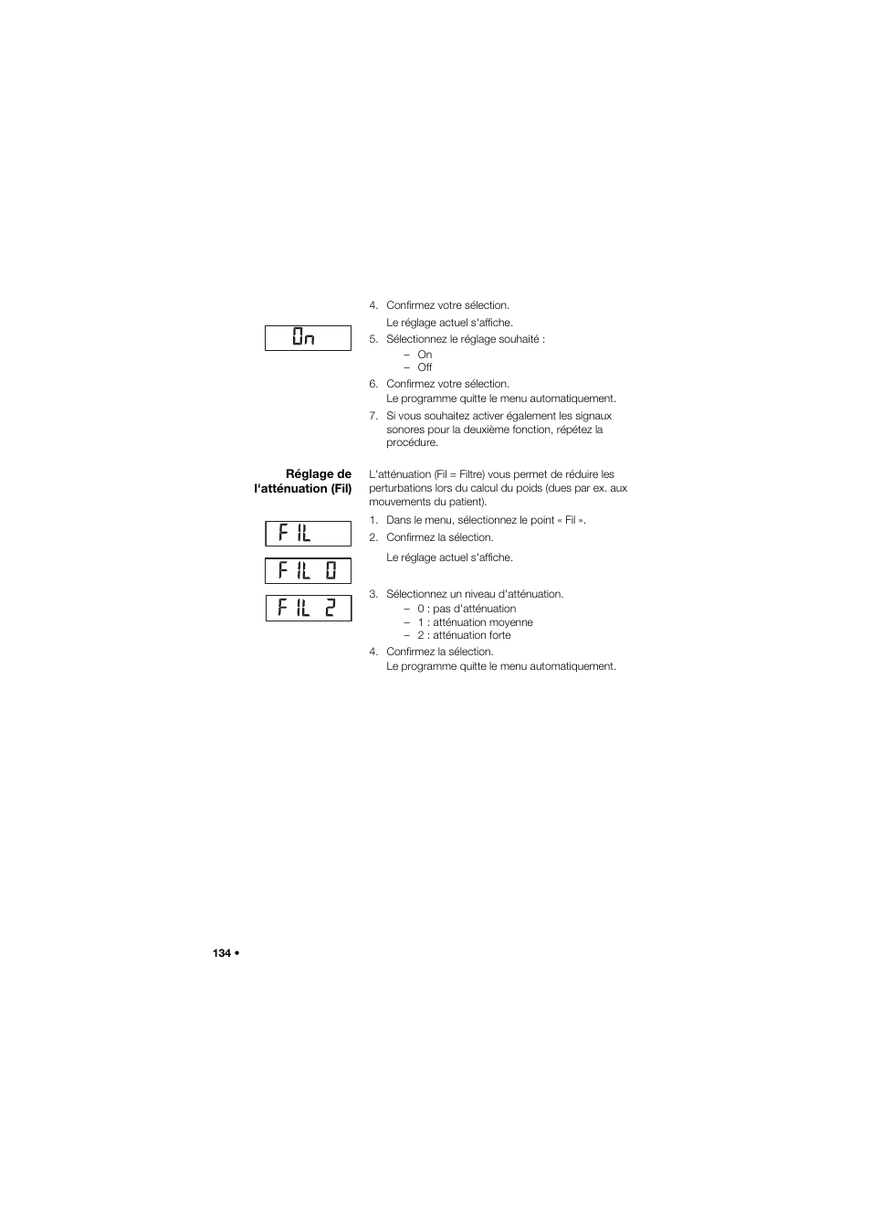 Réglage de l'atténuation (fil) | Seca 657 User Manual | Page 134 / 357