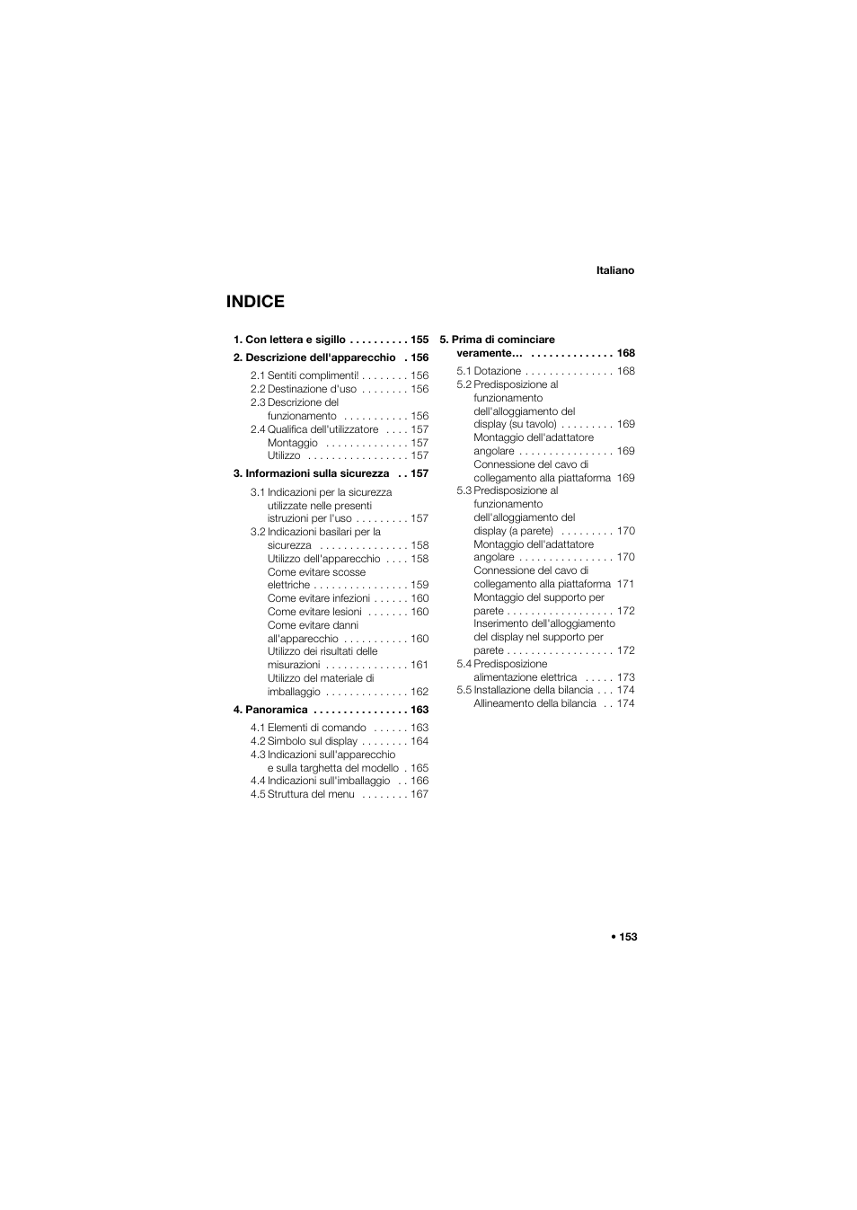 Italiano, Indice | Seca 657 User Manual | Page 153 / 357