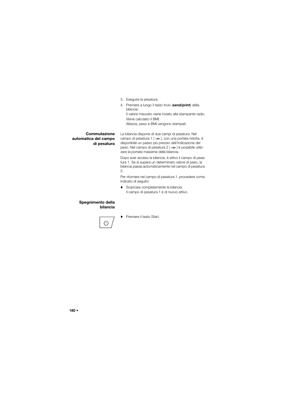 Commutazione automatica del campo di pesatura, Spegnimento della bilancia | Seca 657 User Manual | Page 180 / 357