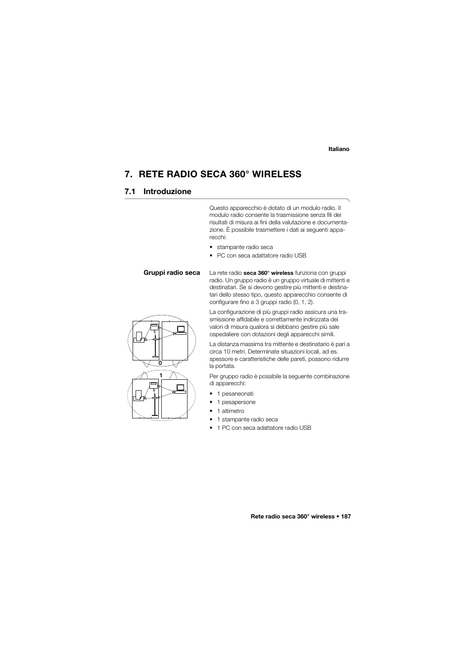 Rete radio seca 360° wireless, 1 introduzione, Gruppi radio seca | Seca 657 User Manual | Page 187 / 357