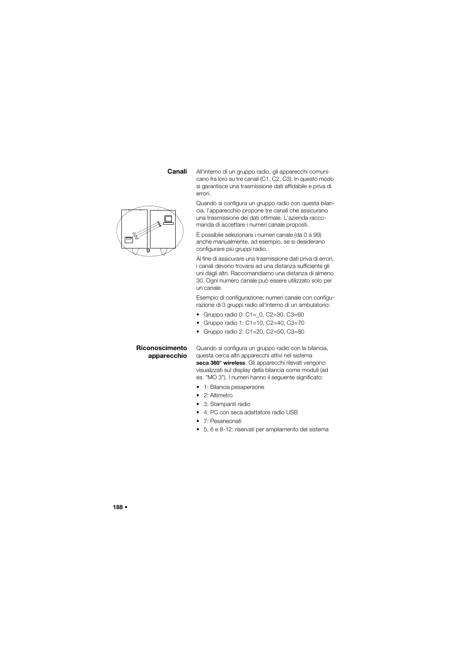 Canali, Riconoscimento apparecchio | Seca 657 User Manual | Page 188 / 357