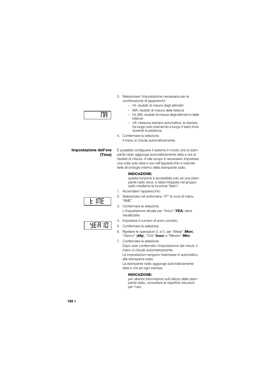 Impostazione dell'ora (time) | Seca 657 User Manual | Page 192 / 357