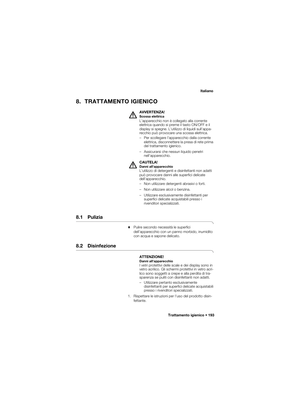 Trattamento igienico, 1 pulizia, 2 disinfezione | Seca 657 User Manual | Page 193 / 357