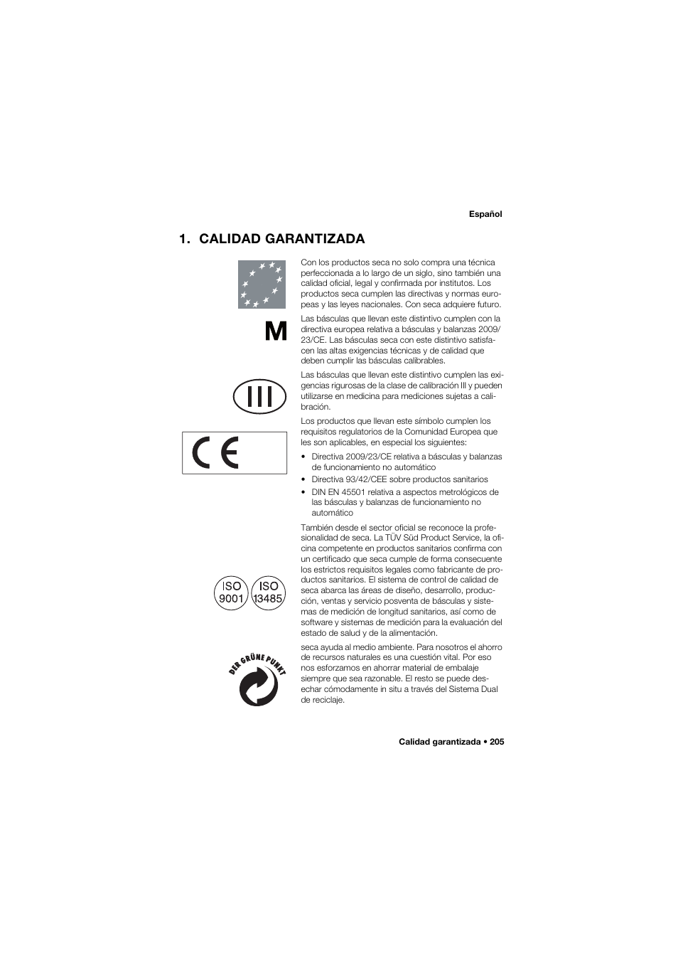 Calidad garantizada | Seca 657 User Manual | Page 205 / 357