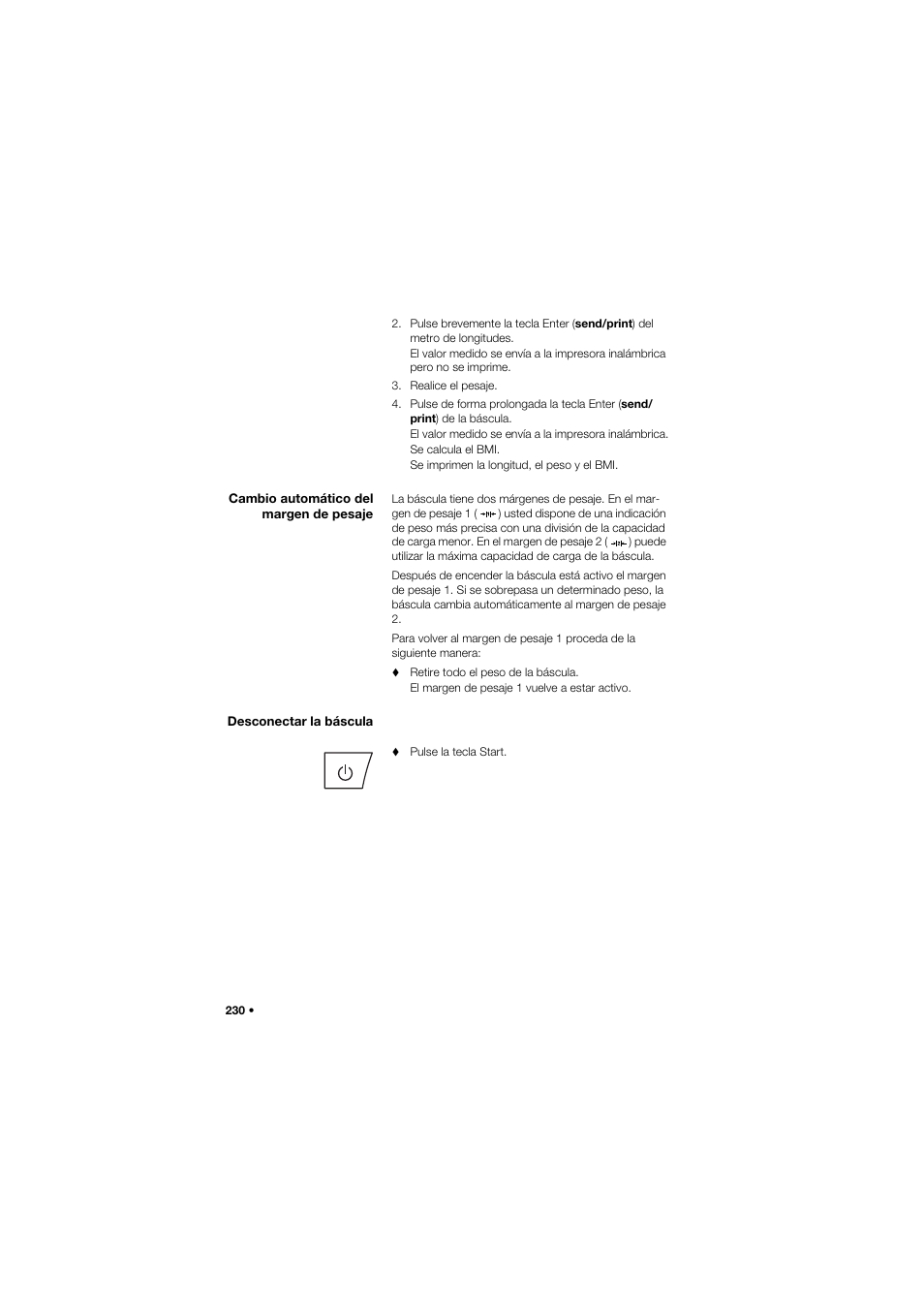 Cambio automático del margen de pesaje, Desconectar la báscula | Seca 657 User Manual | Page 230 / 357