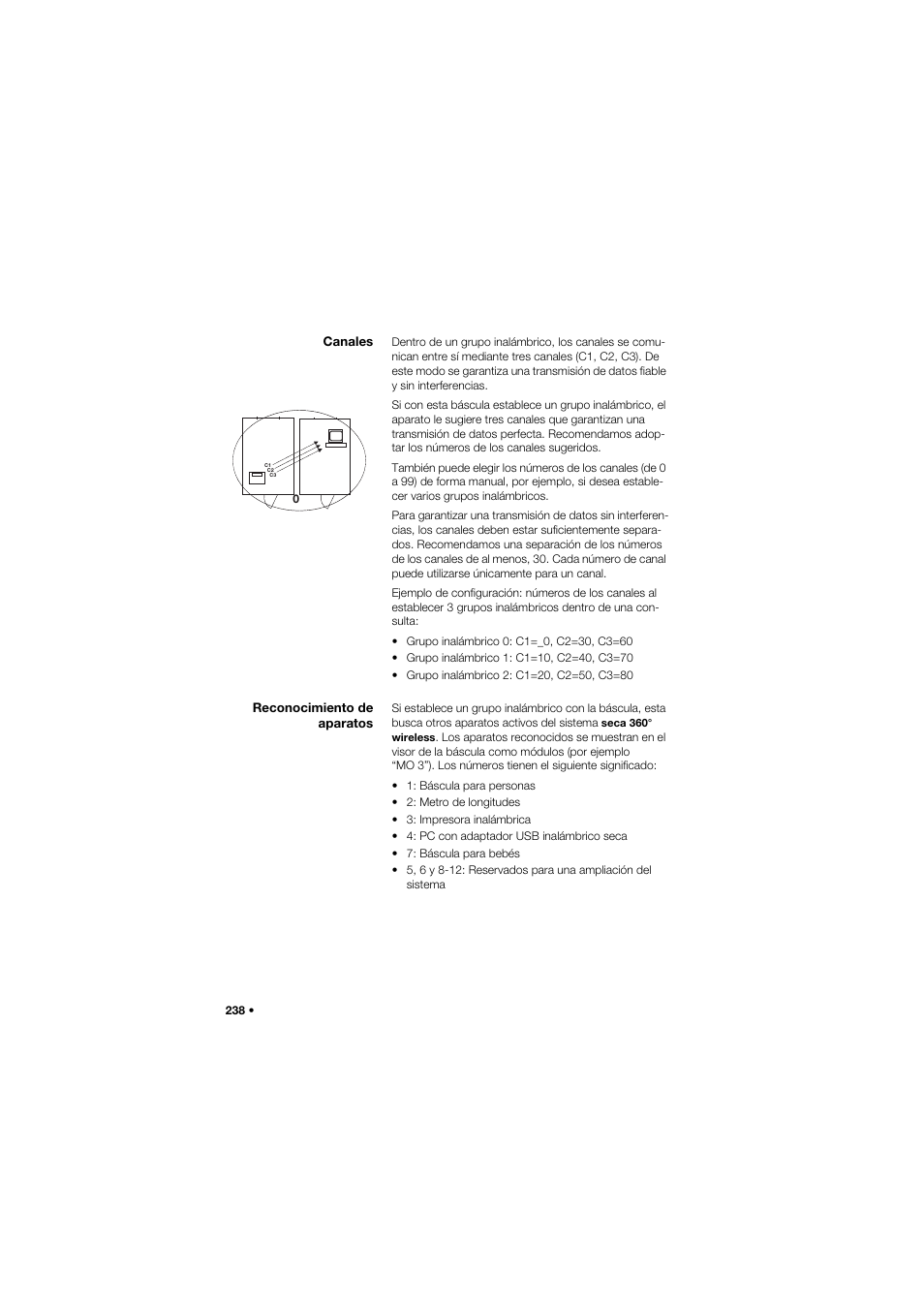 Canales, Reconocimiento de aparatos | Seca 657 User Manual | Page 238 / 357