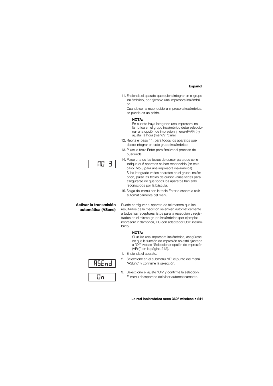 Activar la transmisión automática (asend) | Seca 657 User Manual | Page 241 / 357