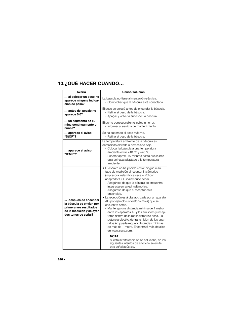 ¿qué hacer cuando | Seca 657 User Manual | Page 246 / 357