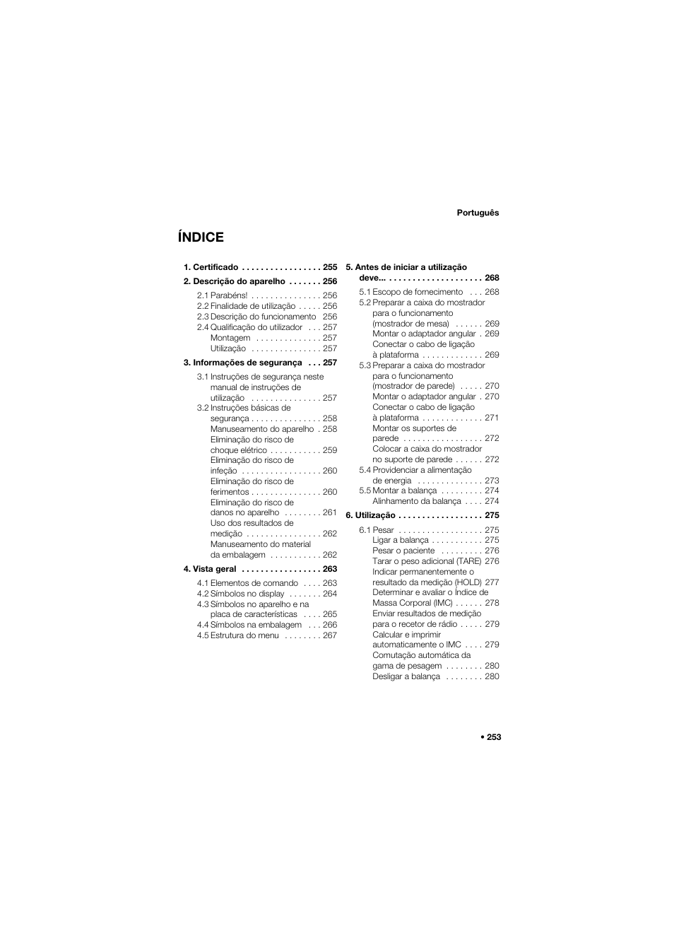 Português, Índice | Seca 657 User Manual | Page 253 / 357